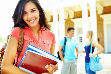 Female student holding