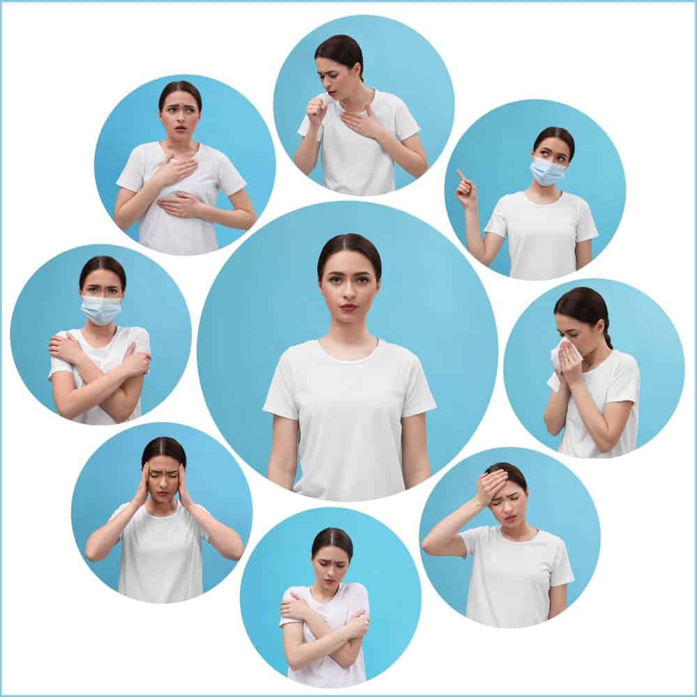 women showing different types asthma symptoms